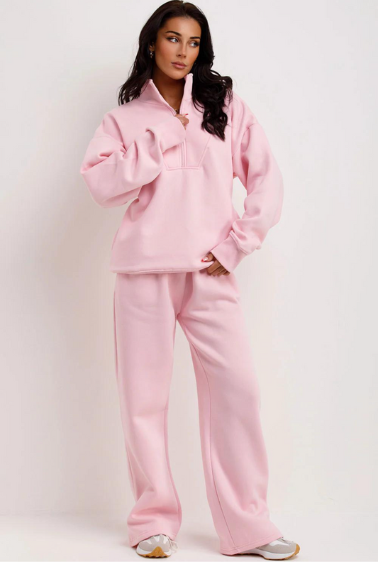 Baby Pink Zip Up Fleece Tracksuit