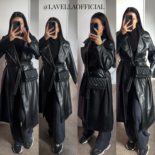 Faux leather Long Trench